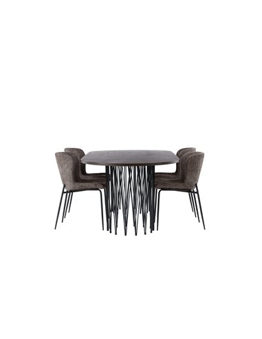 Matgrupp Stone med Modesto matstolar, 220 × 100 cm