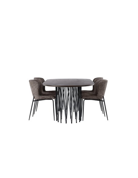 Matgrupp Stone med Modesto matstolar, 220 × 100 cm