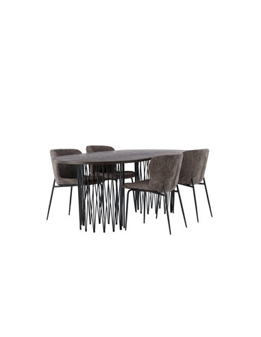 Matgrupp Stone med Modesto matstolar, 220 × 100 cm