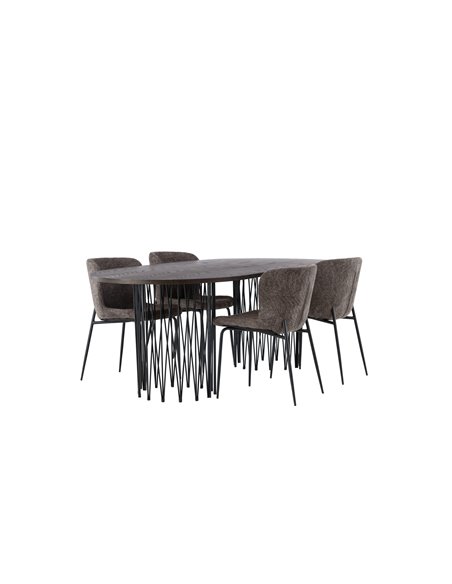 Matgrupp Stone med Modesto matstolar, 220 × 100 cm
