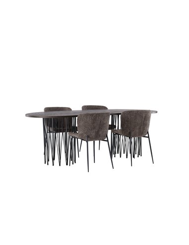 Matgrupp Stone med Modesto matstolar, 220 × 100 cm