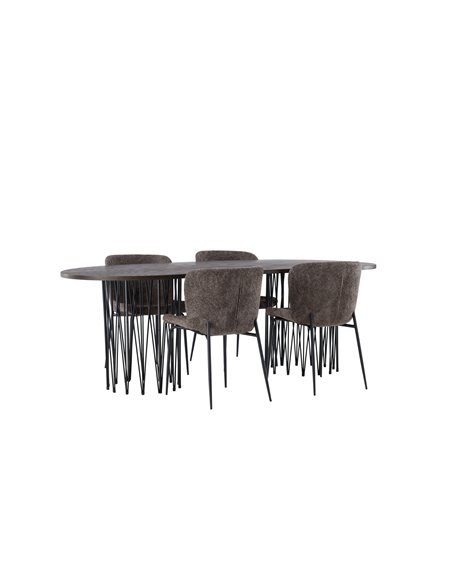 Matgrupp Stone med Modesto matstolar, 220 × 100 cm
