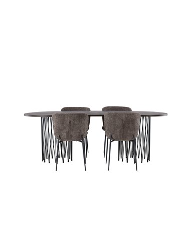 Matgrupp Stone med Modesto matstolar, 220 × 100 cm
