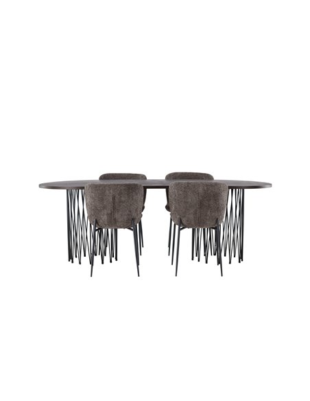 Matgrupp Stone med Modesto matstolar, 220 × 100 cm