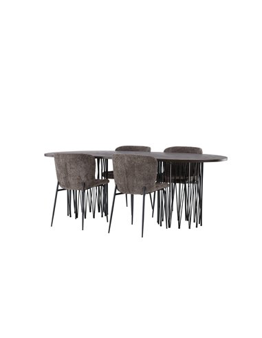Matgrupp Stone med Modesto matstolar, 220 × 100 cm