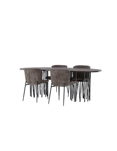 Matgrupp Stone med Modesto matstolar, 220 × 100 cm