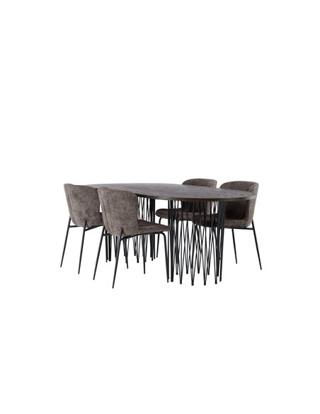 Matgrupp Stone med Modesto matstolar, 220 × 100 cm