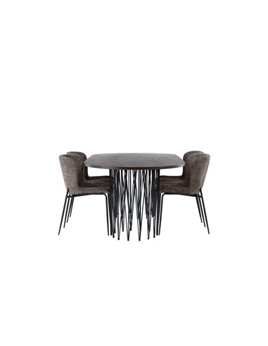 Matgrupp Stone med Modesto matstolar, 220 × 100 cm