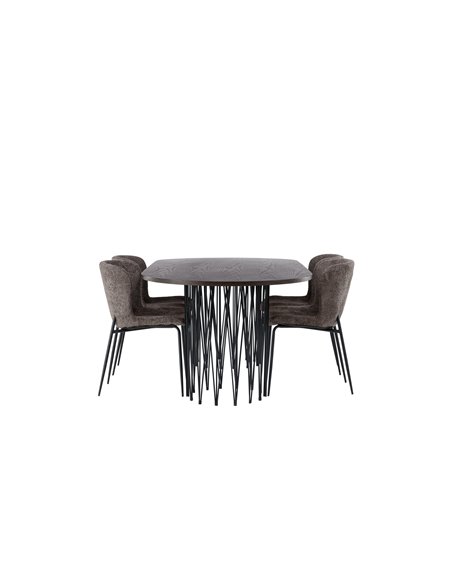 Matgrupp Stone med Modesto matstolar, 220 × 100 cm