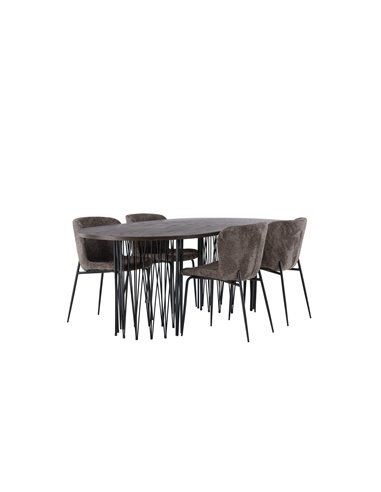 Matgrupp Stone med Modesto matstolar, 220 × 100 cm