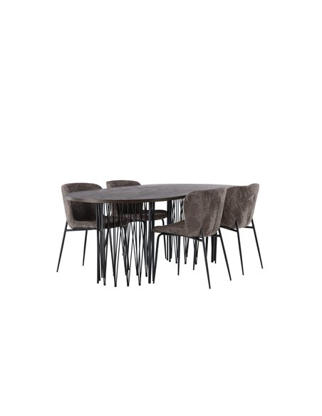 Matgrupp Stone med Modesto matstolar, 220 × 100 cm