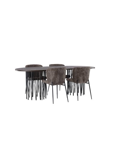 Matgrupp Stone med Modesto matstolar, 220 × 100 cm