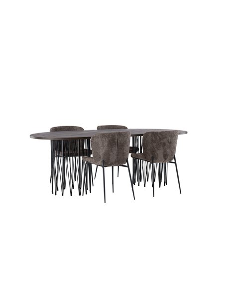 Matgrupp Stone med Modesto matstolar, 220 × 100 cm
