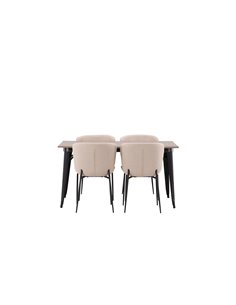 Matgrupp Tempe med Modesto matstolar, 140 × 80 cm