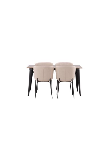 Matgrupp Tempe med Modesto matstolar, 140 × 80 cm
