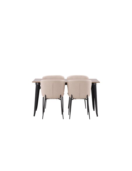 Matgrupp Tempe med Modesto matstolar, 140 × 80 cm