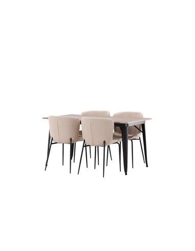 Matgrupp Tempe med Modesto matstolar, 140 × 80 cm
