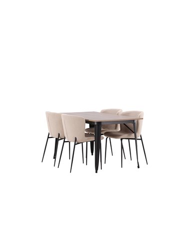 Matgrupp Tempe med Modesto matstolar, 140 × 80 cm