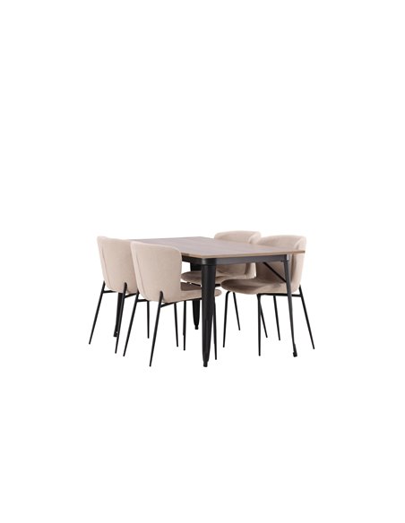 Matgrupp Tempe med Modesto matstolar, 140 × 80 cm
