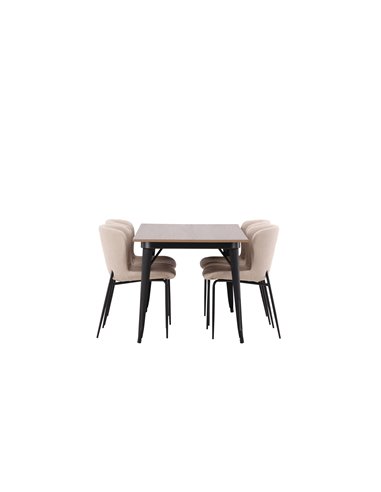 Matgrupp Tempe med Modesto matstolar, 140 × 80 cm