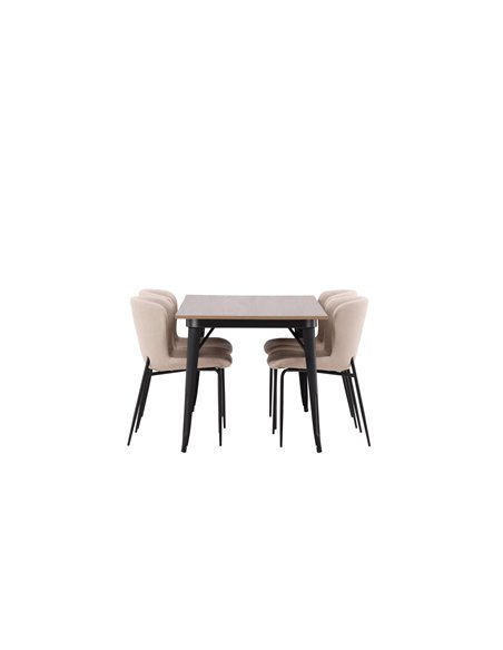 Matgrupp Tempe med Modesto matstolar, 140 × 80 cm