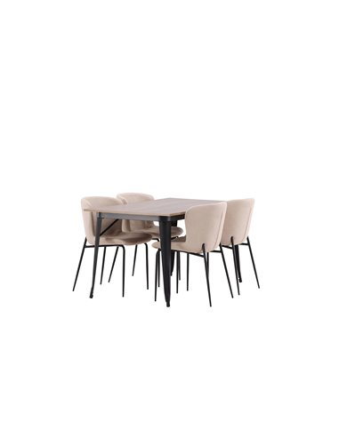 Matgrupp Tempe med Modesto matstolar, 140 × 80 cm