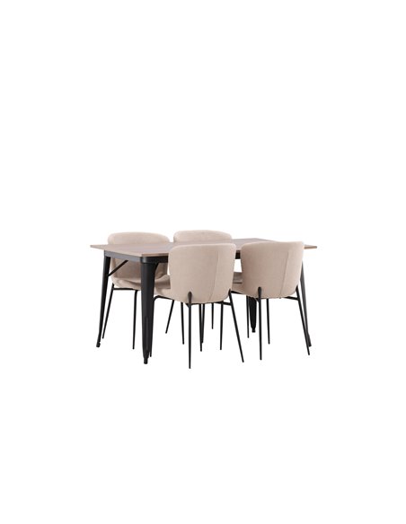 Matgrupp Tempe med Modesto matstolar, 140 × 80 cm