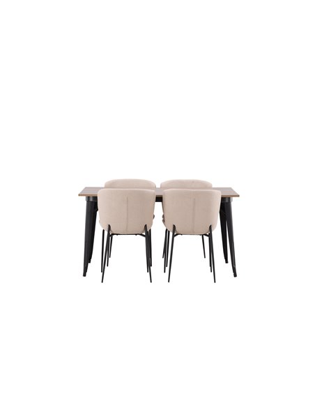 Matgrupp Tempe med Modesto matstolar, 140 × 80 cm