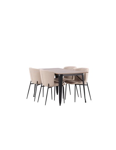 Matgrupp Tempe med Modesto matstolar, 140 × 80 cm