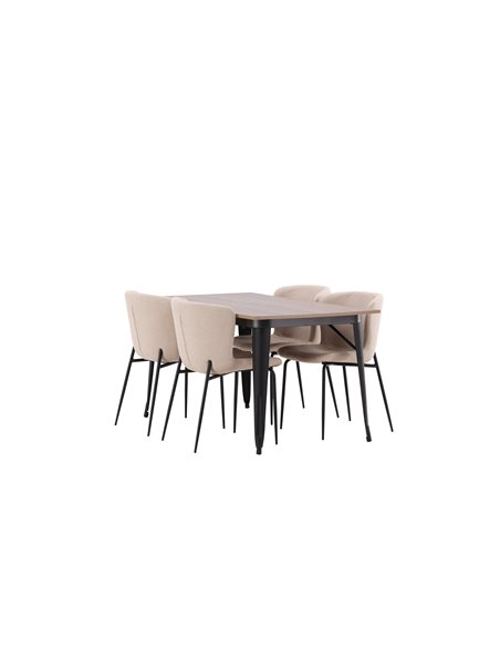 Matgrupp Tempe med Modesto matstolar, 140 × 80 cm