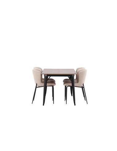 Matgrupp Tempe med Modesto matstolar, 140 × 80 cm
