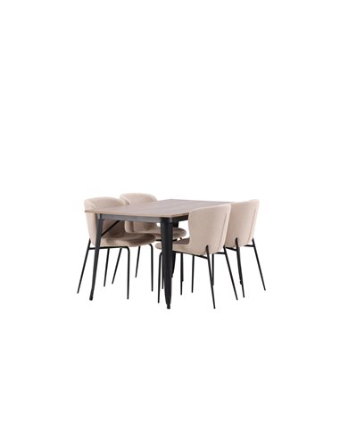Matgrupp Tempe med Modesto matstolar, 140 × 80 cm