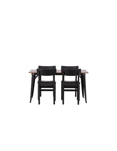 Matgrupp Tempe med Montros matstolar, 140 × 80 cm