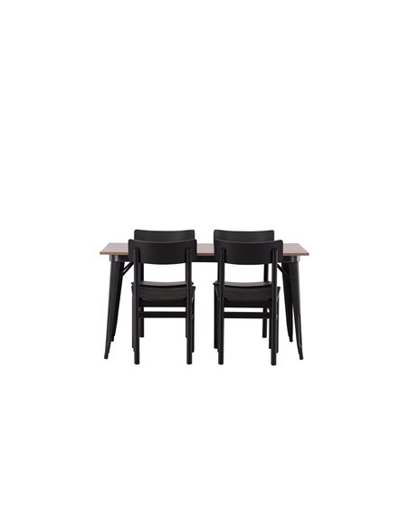 Matgrupp Tempe med Montros matstolar, 140 × 80 cm