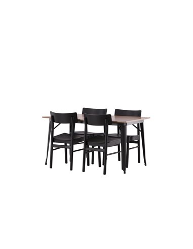 Matgrupp Tempe med Montros matstolar, 140 × 80 cm