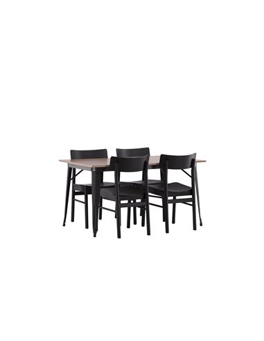 Matgrupp Tempe med Montros matstolar, 140 × 80 cm