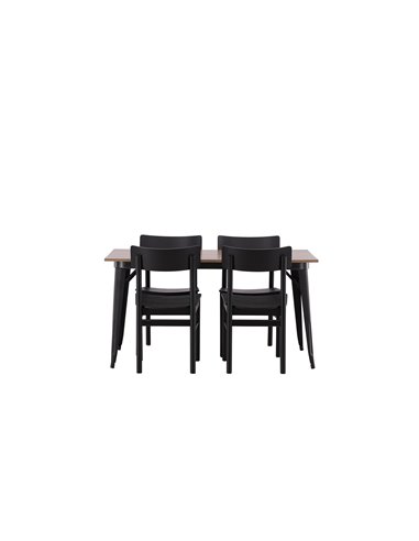 Matgrupp Tempe med Montros matstolar, 140 × 80 cm