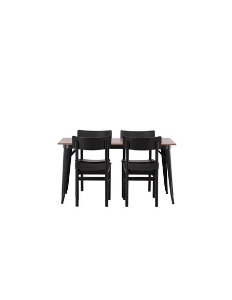 Matgrupp Tempe med Montros matstolar, 140 × 80 cm
