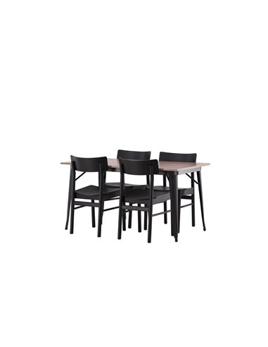 Matgrupp Tempe med Montros matstolar, 140 × 80 cm