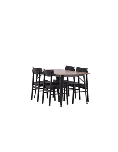 Matgrupp Tempe med Montros matstolar, 140 × 80 cm