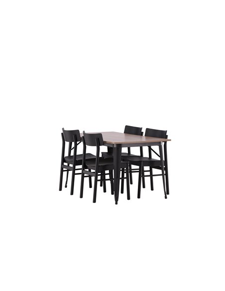 Matgrupp Tempe med Montros matstolar, 140 × 80 cm