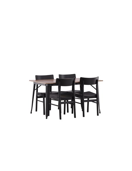 Matgrupp Tempe med Montros matstolar, 140 × 80 cm