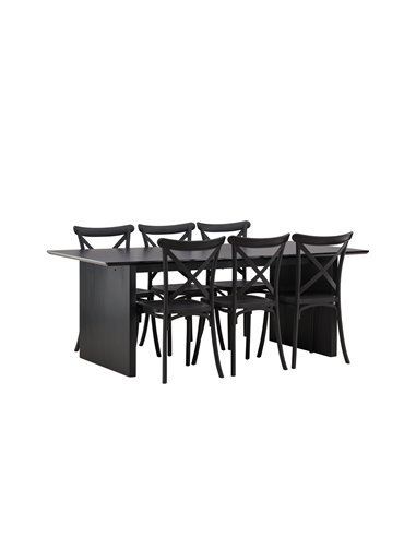 Matgrupp Vail med Crosett matstolar, 200 × 100 cm