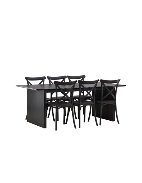 Matgrupp Vail med Crosett matstolar, 200 × 100 cm