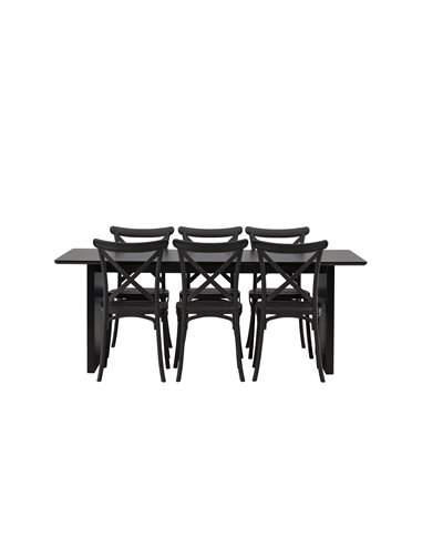 Matgrupp Vail med Crosett matstolar, 200 × 100 cm