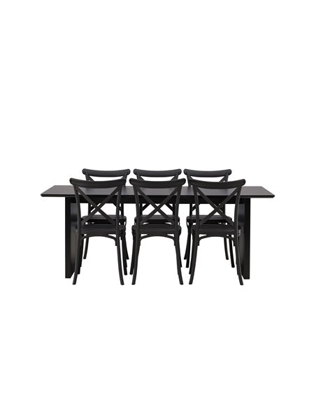 Matgrupp Vail med Crosett matstolar, 200 × 100 cm