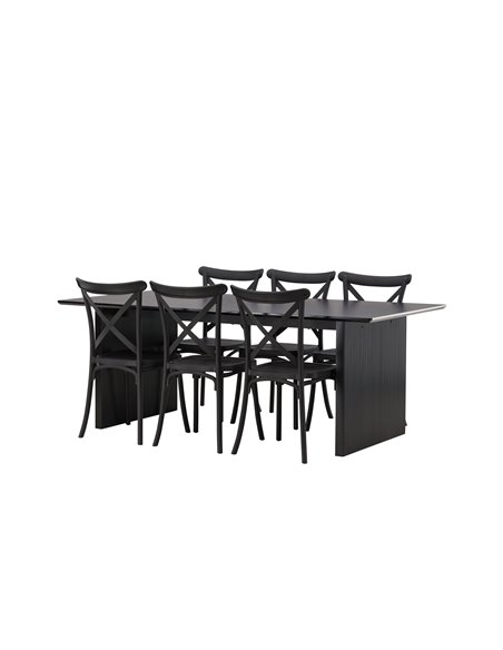 Matgrupp Vail med Crosett matstolar, 200 × 100 cm