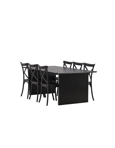 Matgrupp Vail med Crosett matstolar, 200 × 100 cm