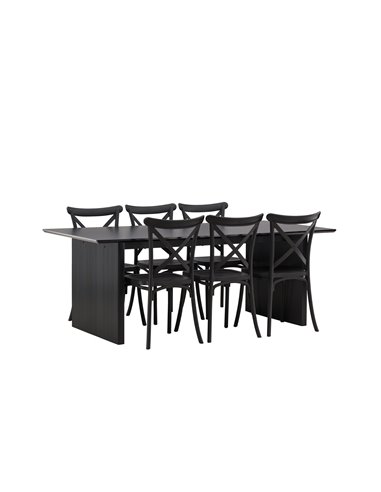 Matgrupp Vail med Crosett matstolar, 200 × 100 cm
