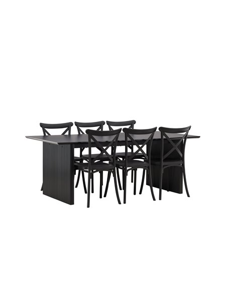 Matgrupp Vail med Crosett matstolar, 200 × 100 cm